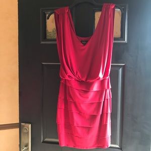 Red cocktail dress with ruffles
